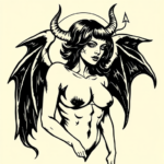 Woodcut Succubus Tattoo