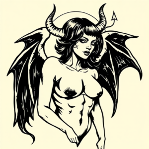 Woodcut Succubus Tattoo