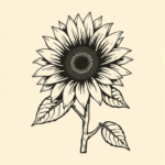 Woodcut Sunflower Tattoo