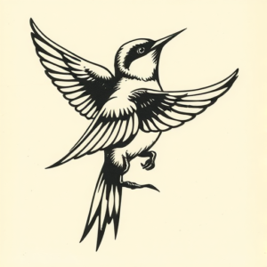 Woodcut Swallow Tattoo