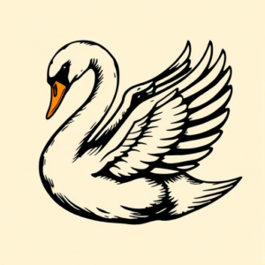 Woodcut Swan Tattoo