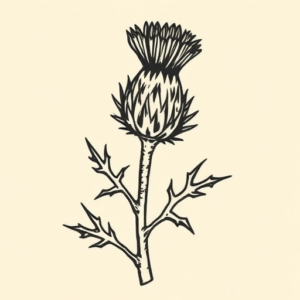 Woodcut Thistle Tattoo