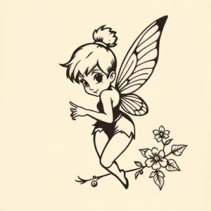 Woodcut Tinkerbell Tattoo