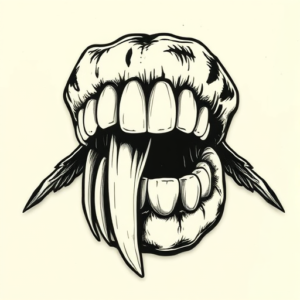 Woodcut Tooth Tattoo