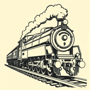 Woodcut Train Tattoo