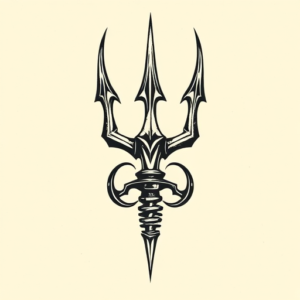 Woodcut Trident Tattoo