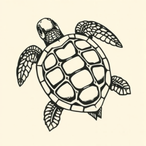 Woodcut Turtle Tattoo
