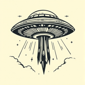 Woodcut Ufo Tattoo