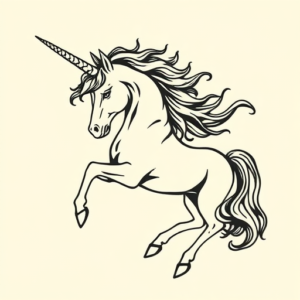Woodcut Unicorn Tattoo