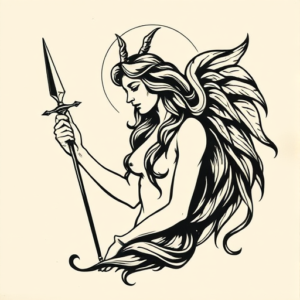 Woodcut Virgo Tattoo