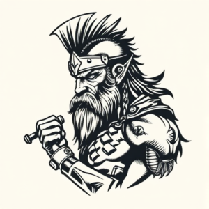 Woodcut Warrior Tattoo