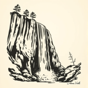 Woodcut Waterfall Tattoo