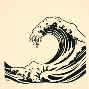 Woodcut Wave Tattoo