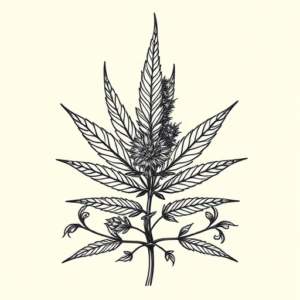 Woodcut Weed Tattoo