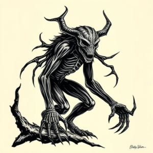 Woodcut Wendigo Tattoo