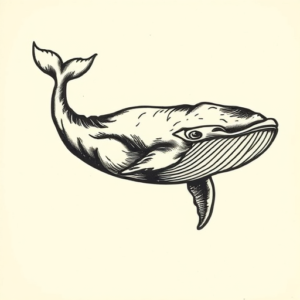 Woodcut Whale Tattoo