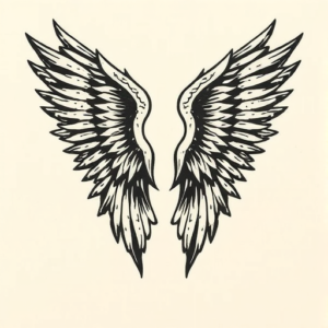 Woodcut Wings Tattoo