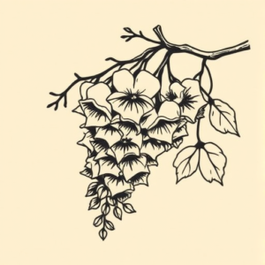 Woodcut Wisteria Tattoo