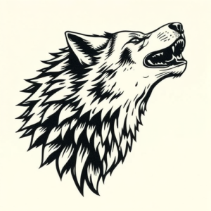 Woodcut Wolf Tattoo