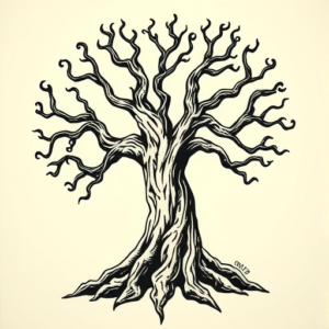 Woodcut Yggdrasil Tattoo