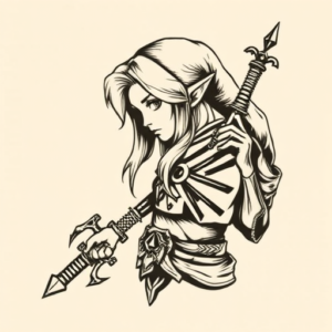 Woodcut Zelda Tattoo