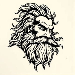 Woodcut Zeus Tattoo