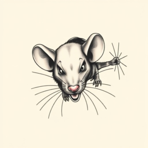 American traditional clown rat tattoo
