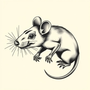 American traditional clown rat tattoo