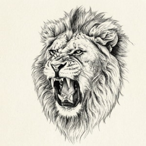Custom roaring lion tattoo sample